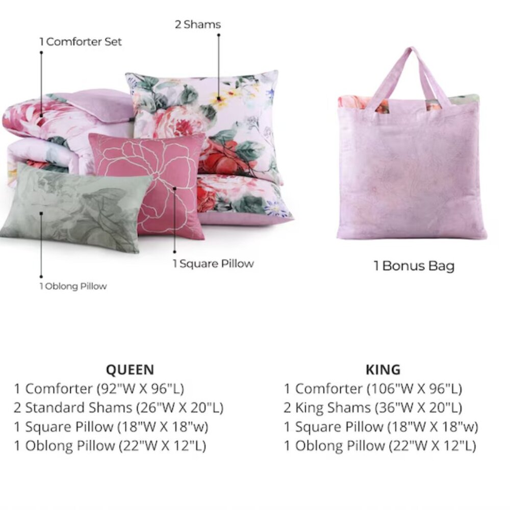 Cool Pink Roses Comforter Set Bebejan King - Picture 3 of 5